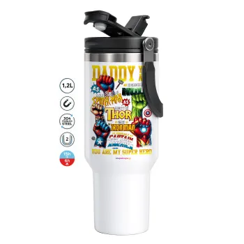 Daddy You Are my Hero, Mega Stainless steel Tumbler with lid, double wall 1,2L