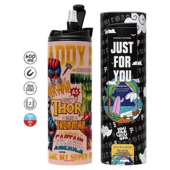 Daddy You Are my Hero, Tumbler stainless steel PINK 600ml