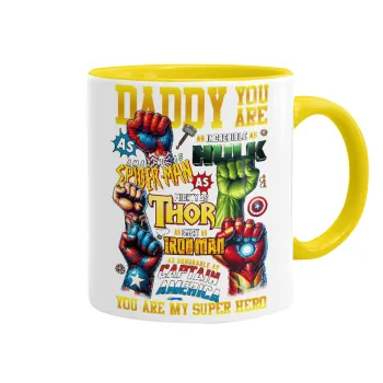 Daddy You Are my Hero, Mug colored yellow, ceramic, 330ml