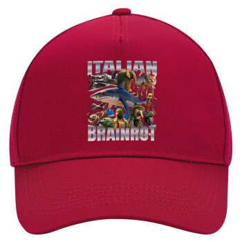 Italian Brainrot, Καπέλο Ενηλίκων Ultimate ΚΟΚΚΙΝΟ, (100% ΒΑΜΒΑΚΕΡΟ DRILL, ΕΝΗΛΙΚΩΝ, UNISEX, ONE SIZE)