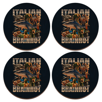 Italian Brainrot, ΣΕΤ x4 Σουβέρ ξύλινα στρογγυλά plywood (9cm)