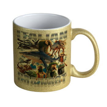 Italian Brainrot, Κούπα Χρυσή Glitter που γυαλίζει, κεραμική, 330ml