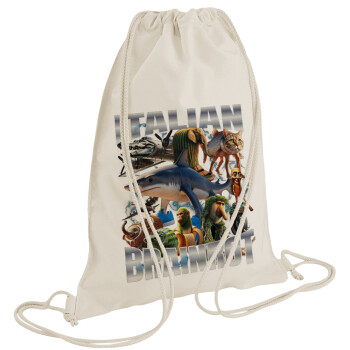 Italian Brainrot, Backpack bag GYMBAG natural (28x40cm)