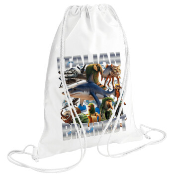 Italian Brainrot, Backpack pouch GYMBAG white (28x40cm)