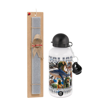 Italian Brainrot, Πασχαλινή Λαμπάδα με παγούρι μεταλλικό  αλουμινίου (500ml) & κερί αρωματικό πλακέ (30cm) (ΓΚΡΙ)