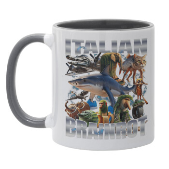 Italian Brainrot, Κούπα χρωματιστή γκρι, κεραμική, 330ml