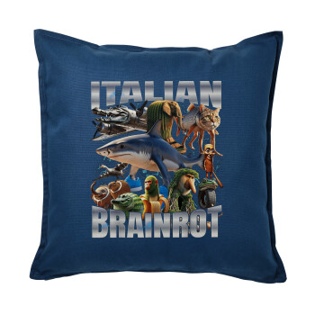 Italian Brainrot, Μαξιλάρι καναπέ Μπλε 100% βαμβάκι, περιέχεται το γέμισμα (50x50cm)