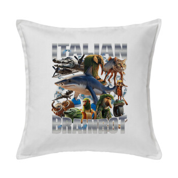 Italian Brainrot, Μαξιλάρι καναπέ ΛΕΥΚΟ 100% βαμβάκι, περιέχεται το γέμισμα (50x50cm)