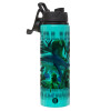 Metallic water bottle with safety lid, 850ml aluminum