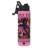 Metallic water bottle with safety lid, 850ml aluminum