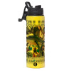 Metallic water bottle with safety lid, 850ml aluminum