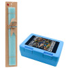 Easter Set, children's snack container BLUE & Easter aromatic flat candle (30cm) (TURQUOISE)