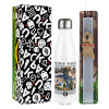Easter candle, metallic white thermos bottle (500ml) & aromatic flat candle (30cm) (GRAY)