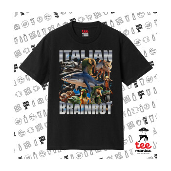 Italian Brainrot, Κλασικό T-Shirt, διπλής ραφής, χωρίς πλευρικές ραφές ΜΑΥΡΟ από 100% βαμβάκι. Vegan & OEKO-TEX πιστοποιημένο.