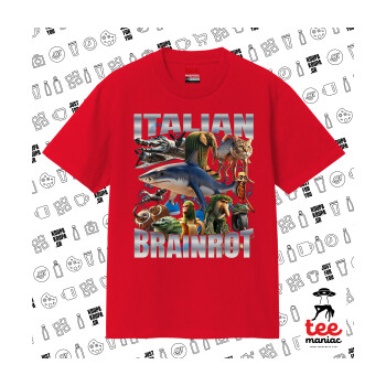 Italian Brainrot, Κλασικό T-Shirt, διπλής ραφής, χωρίς πλευρικές ραφές ΚΟΚΚΙΝΟ από 100% βαμβάκι. Vegan & OEKO-TEX πιστοποιημένο.