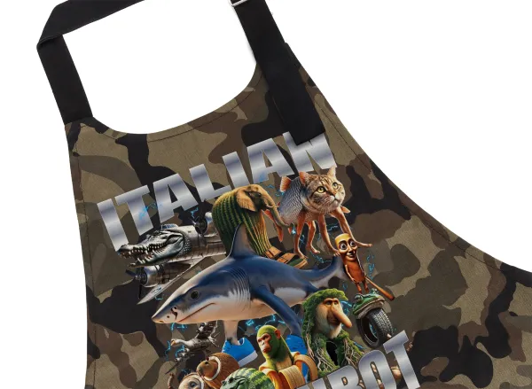 Italian Brainrot — Chef's cooking apron with pockets, cotton, camouflage (adult, 100% cotton)