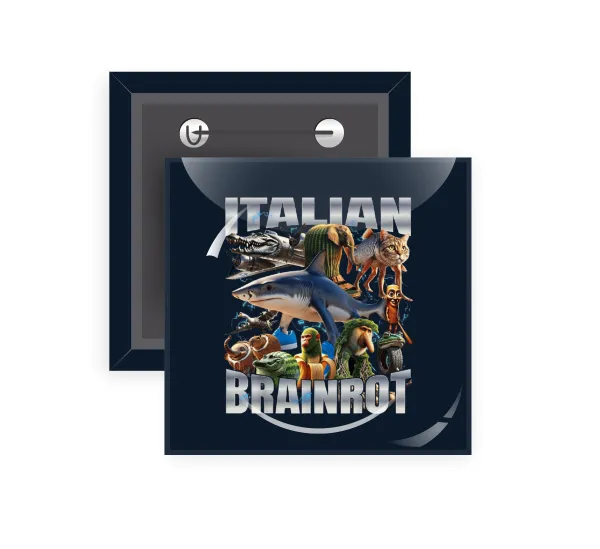 Italian Brainrot — Square pin badge, 5x5cm