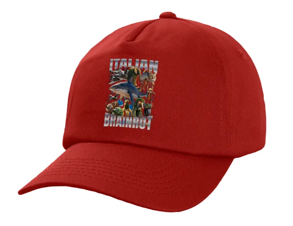 Italian Brainrot — Πεντάφυλλο Καπέλο Ενηλίκων Baseball, 100% Βαμβακερό,  Κόκκινο (ΒΑΜΒΑΚΕΡΟ, ΕΝΗΛΙΚΩΝ, UNISEX, ONE SIZE)