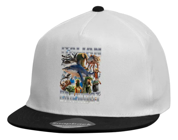 Italian Brainrot — Child's Flat Snapback Hat, White (100% COTTON, CHILDREN'S, UNISEX, ONE SIZE)