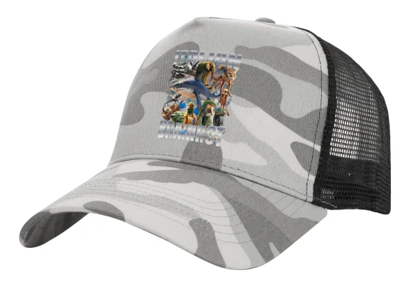 Italian Brainrot — Adult Structured Trucker Hat, with Mesh, (Camouflage) Army Camo (100% COTTON, ADULT, UNISEX, ONE SIZE)