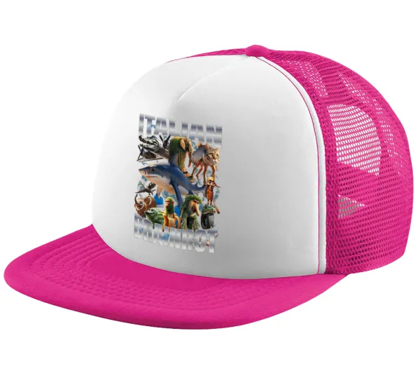 Italian Brainrot — Adult Soft Trucker Hat with Pink/White Mesh (POLYESTER, ADULT, UNISEX, ONE SIZE)