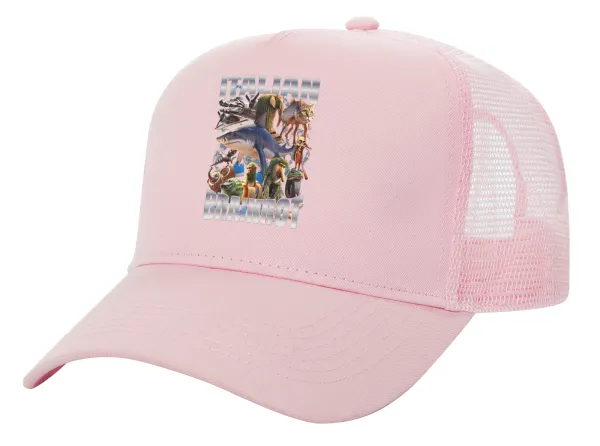 Italian Brainrot — Structured Trucker Children's Hat, with Mesh, PINK (100% COTTON, CHILDREN'S, UNISEX, ONE SIZE)