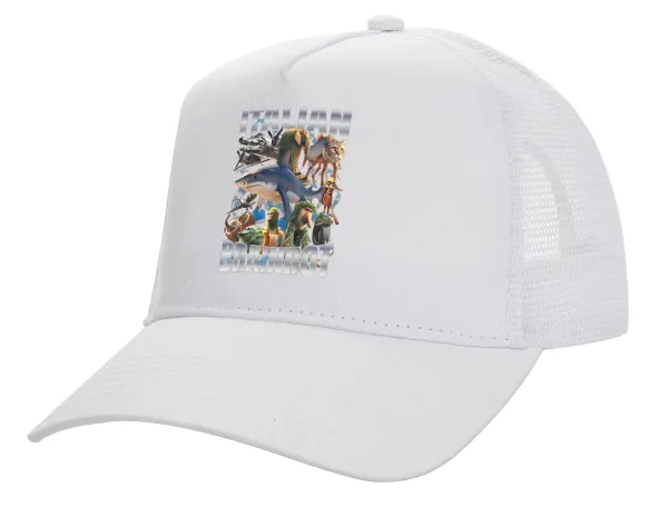 Italian Brainrot — Structured Trucker Adult Hat, with Mesh, WHITE (100% COTTON, ADULT, UNISEX, ONE SIZE)