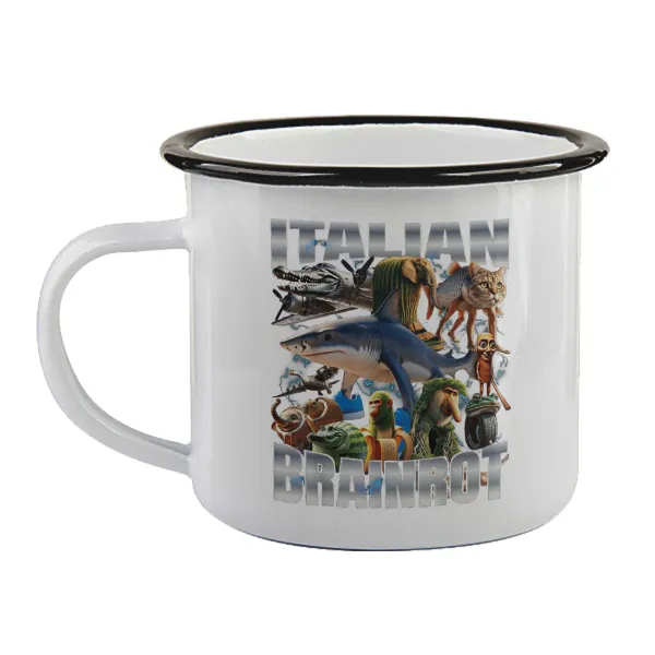 Italian Brainrot — Enamel mug with black rim, 360ml