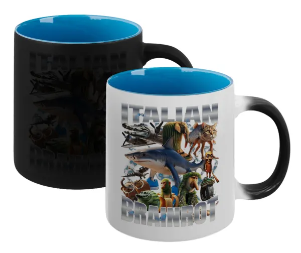 Italian Brainrot — Magic mug with blue interior, ceramic, 330ml, changes colour with hot drinks