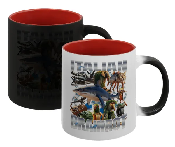 Italian Brainrot — Magic mug with red interior, ceramic, 330ml, changes colour with hot drinks