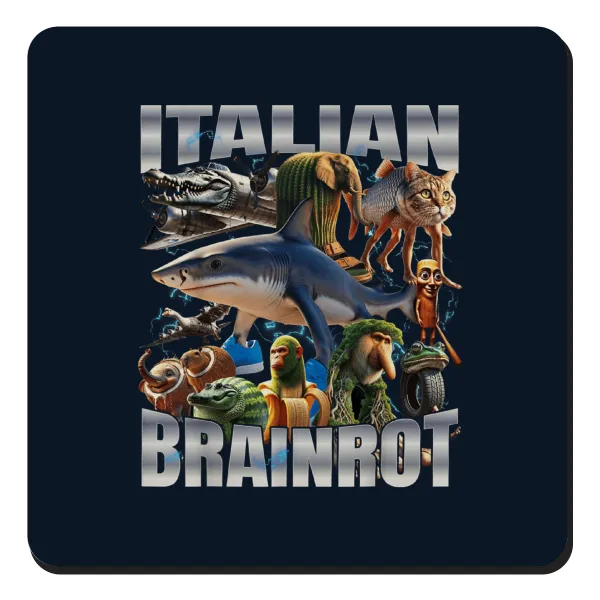 Italian Brainrot — Square wooden magnet, 9x9cm