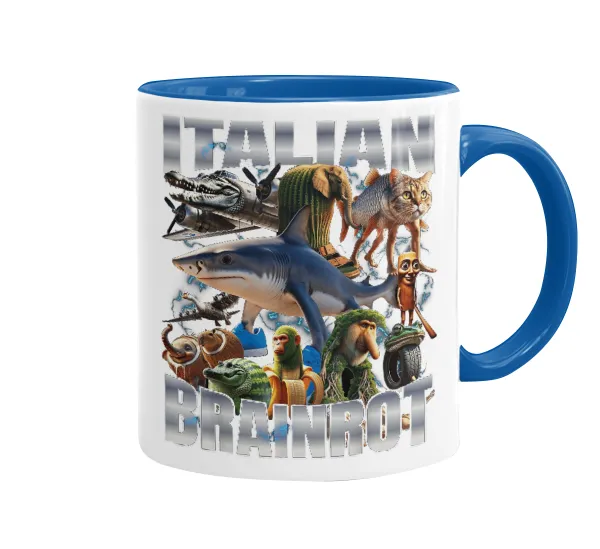 Italian Brainrot — Mug colored blue, ceramic, 330ml