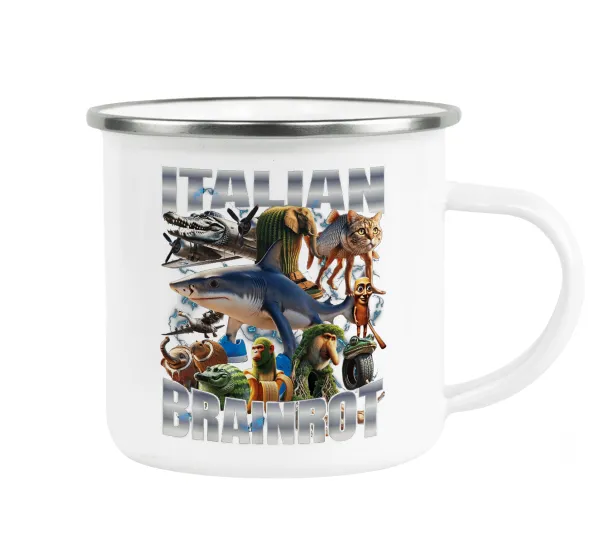 Italian Brainrot — Metallic enamel cup white 360ml