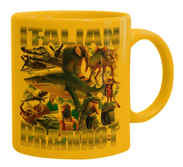 Italian Brainrot — Ceramic coffee mug yellow, 330ml
