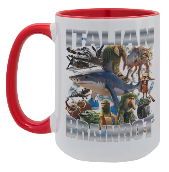 Italian Brainrot — Mega mug 15oz, red ceramic, 450ml