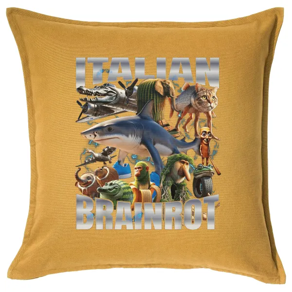 Italian Brainrot — Sofa cushion YELLOW 50x50cm includes filling