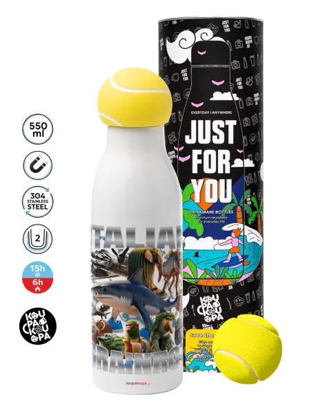 Italian Brainrot — Tennis ball Metal mug thermos White, double wall, 550ml