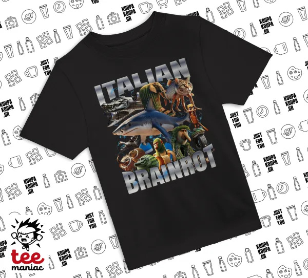 Italian Brainrot — ΜΑΥΡΟ Άνετο παιδικό T-Shirt από 100% βαμβάκι, για κάθε μέρα. Vegan & OEKO-TEX πιστοποιημένο.