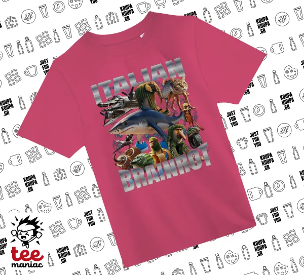 Italian Brainrot — PINK childrens T-Shirt made of 100% cotton, for every day. Vegan & OEKO-TEX certified.