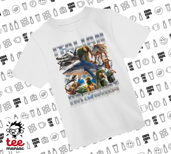 Italian Brainrot — ΛΕΥΚΟ Άνετο παιδικό T-Shirt από 100% βαμβάκι, για κάθε μέρα. Vegan & OEKO-TEX πιστοποιημένο.