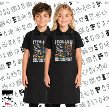 Italian Brainrot, Μαύρη ΠΑΙΔΙΚΗ Ποδιά μακριά Σεφ ολόσωμη με τσέπες