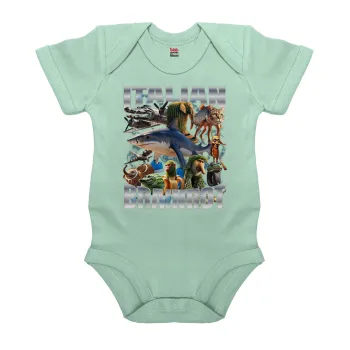 Italian Brainrot, Βρεφικό φορμάκι μωρού, 0-18 μηνών, mint (Μέντα), 100% Organic Cotton, κοντομάνικο