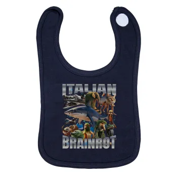 Italian Brainrot, Σαλιάρα με Σκρατς 100% Organic Cotton Μπλε (0-18 months)