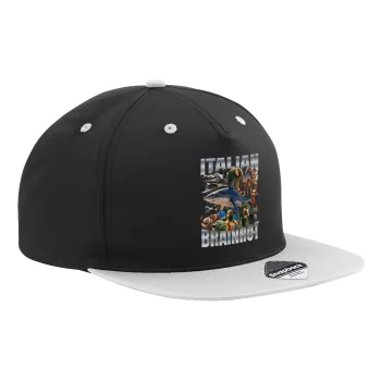 Italian Brainrot, Καπέλο Ενηλίκων Flat Snapback Μαύρο/Γκρι, (100% ΒΑΜΒΑΚΕΡΟ TWILL, ΕΝΗΛΙΚΩΝ, UNISEX, ONE SIZE)