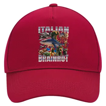 Italian Brainrot, Καπέλο Ενηλίκων Ultimate ΚΟΚΚΙΝΟ, (100% ΒΑΜΒΑΚΕΡΟ DRILL, ΕΝΗΛΙΚΩΝ, UNISEX, ONE SIZE)