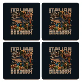 Italian Brainrot, ΣΕΤ x4 Σουβέρ ξύλινα τετράγωνα plywood (9cm)