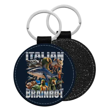 Italian Brainrot, Μπρελόκ Δερματίνη, στρογγυλό ΜΑΥΡΟ (5cm)