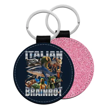 Italian Brainrot, Μπρελόκ Δερματίνη, στρογγυλό ΡΟΖ (5cm)