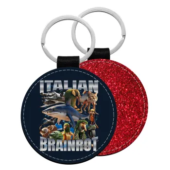 Italian Brainrot, Μπρελόκ Δερματίνη, στρογγυλό ΚΟΚΚΙΝΟ (5cm)