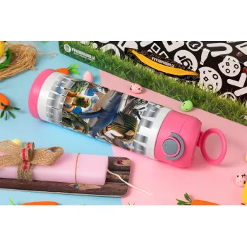 Italian Brainrot, Easter candle, Childrens hot water bottle, stainless steel, with safety straw, PINK (500ml)